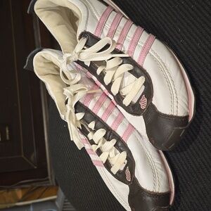 K-Swiss Women's White and Pink Sneakers